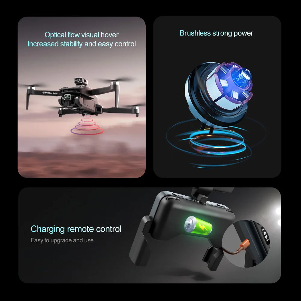 V168 Profesional 8K Drones with Camera 5G Wifi Brushless Motor RC Quadcopter Obstacle Avoidance GPS Positioning FPV Dron Toys