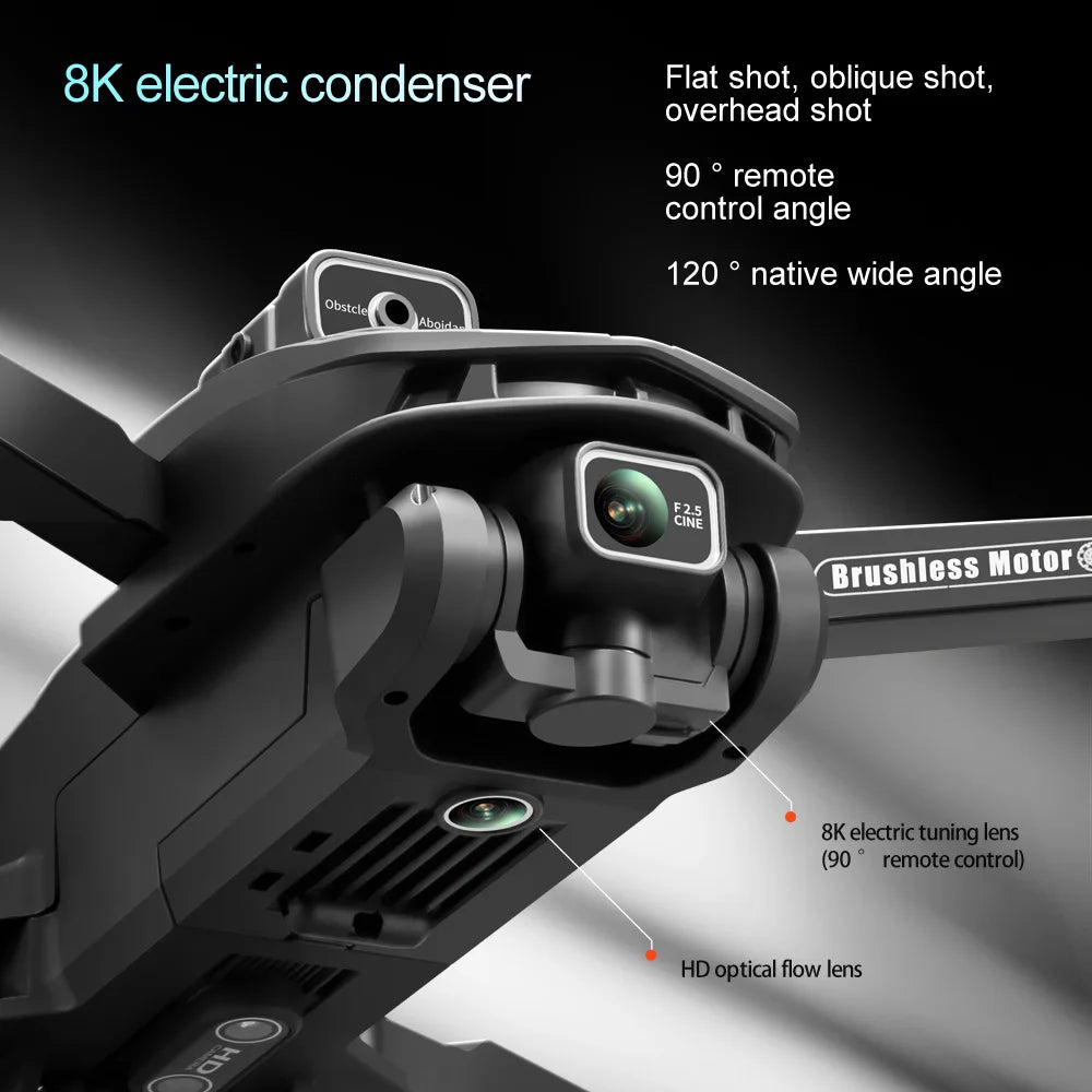 V168 Profesional 8K Drones with Camera 5G Wifi Brushless Motor RC Quadcopter Obstacle Avoidance GPS Positioning FPV Dron Toys