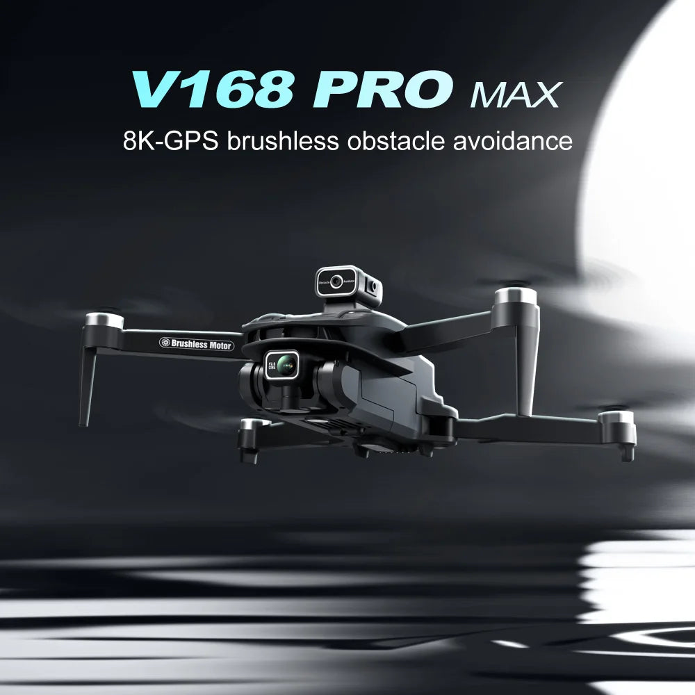 V168 Profesional 8K Drones with Camera 5G Wifi Brushless Motor RC Quadcopter Obstacle Avoidance GPS Positioning FPV Dron Toys