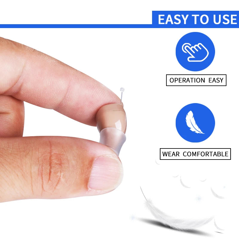 CIC C200 Mini Digital Hearing Aid Rechargeable Sound Amplifiers Wireless Ear Aids for the elderly Adjustable hearing aid