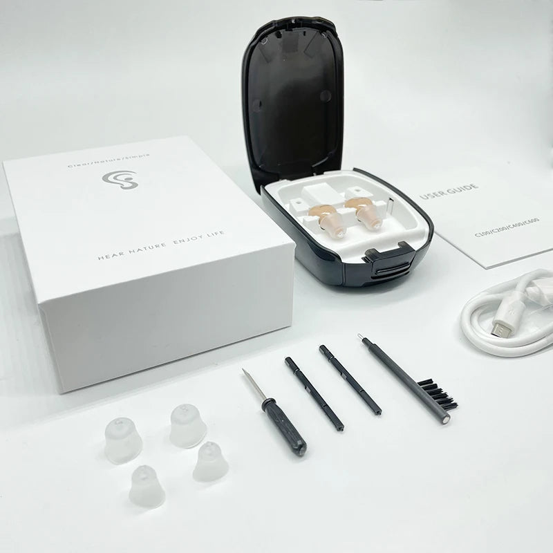 CIC C200 Mini Digital Hearing Aid Rechargeable Sound Amplifiers Wireless Ear Aids for the elderly Adjustable hearing aid
