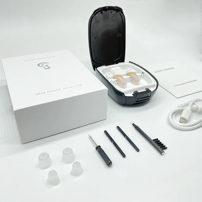 CIC C200 Mini Digital Hearing Aid Rechargeable Sound Amplifiers Wireless Ear Aids for the elderly Adjustable hearing aid