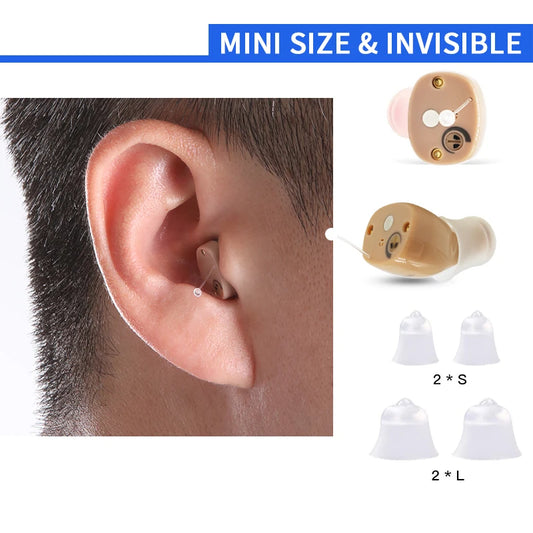 CIC C200 Mini Digital Hearing Aid Rechargeable Sound Amplifiers Wireless Ear Aids for the elderly Adjustable hearing aid